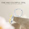 wholesale 925 Sterling Silver Yellow Fire Opal Geometric Huggie Hoop Earrings for Women - Hypoallergenic -0-5