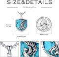 wholesale 925 Sterling Silver Phoenix Turquoise Shield Necklace for Women and Men-0-3