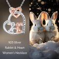 wholesale 925 Sterling Silver Heart Love Rabbits Pendant Necklaces for Women Girls s 45cm Chain Length-0-5