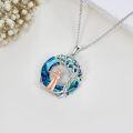 wholesale 925 Sterling Silver Blue Crystal Tree of Life Pendant with Violin Flute Necklace Musical Jewelry for Women Girls Gifts-0-2