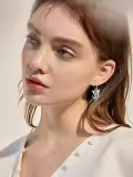 wholesale 925 Sterling Silver Gold Plated Dragon Moon Drop Earrings for Women-0-3