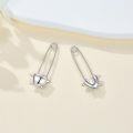 wholesale 925 Sterling Silver Heart Safety Pin Stud Earrings-0-2