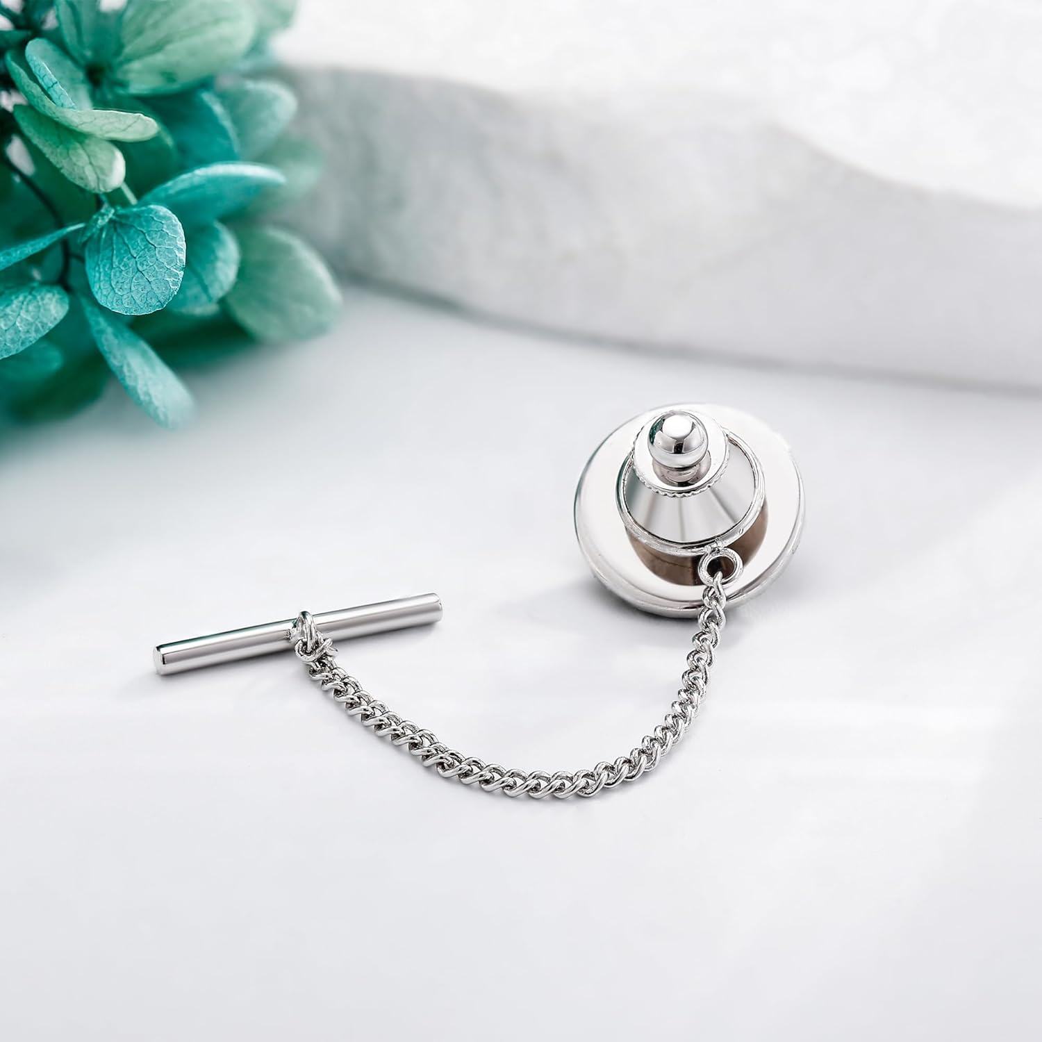 wholesale 925 Sterling Silver Black Onyx Round Tie Clips Freemason Norse  for Men-0-3
