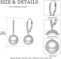 wholesale Sterling Silver Zircon & Pearl Dangle Earrings for Women, 25mm White Pearls, Nickel-Free, Elegant Gift for Christmas, Birthday, Anniversary-0-5
