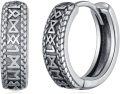 wholesale 925 Sterling Silver Black Viking Runes Huggie Hoop Earrings for Men Norse Pagan -0-0