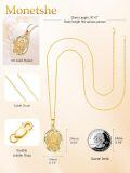 wholesale Gold-Plated 925 Sterling Silver St Therese of Lisieux Medal Necklace with Pray For Us Inscription and Roses Design - Catholic Gift for Women (18+2) Chain-0-1