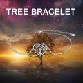 wholesale 925 Sterling Silver Heart-Shaped Tree of Life CZ Adjustable Bracelet-0-6