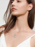 wholesale 925 Sterling Silver Cute Sloth Family Heart Vine Pendant Necklace Platinum Plated-0-3