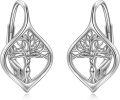 wholesale 925 Sterling Silver Tree of Life Leverback Dangle Drop Hoop Earrings for Women Gift Ideas-0-0