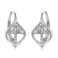 wholesale 925 Sterling Silver Tree Of Life Drop Earrings For Women White Gold Plated-15-Leverback-Tree of life