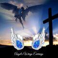 wholesale 925 Sterling Silver Blue Fire Opal Winged Stud Earrings for Women-0-3