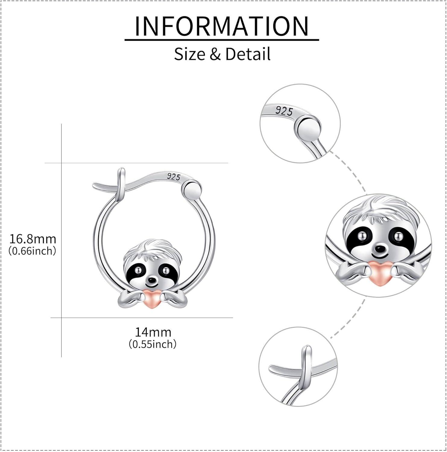 Sterling Silver Animal Hoop Earrings Duck Cow Pig Dog Yorkie Otter Hypoallergenic Cute Gifts for Women-0-3