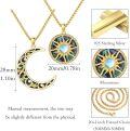 wholesale Gold 925 Sterling Silver Abalone Shell Sun and Moon Pendant Necklaces for Couples/Friends/Mom-0-4