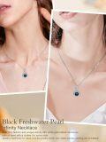 wholesale 925 Sterling Silver Infinity Pendant with Black Pearl and Cubic Zirconia for Women-0-4