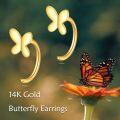 wholesale 14K Gold Butterfly Small Hoop Studs Minimalist Ear Cuff Set Gift for Her-0-5