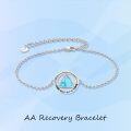 wholesale 925 Sterling Silver Turquoise Triangle Stone Circle Charm Bracelet for Women - One Day at A Time Sober Gift-0-4