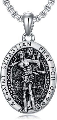 wholesale 925 Sterling Silver Saint Sebastian Pendant Prayer Chain Necklace 45cm Length -Saint Sebastian