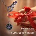 wholesale 925 Sterling Silver & Purple Zircon Gothic Black Rose Infinity Y-Necklace for Women, Adjustable 18-20 Chain, Gift for Mom Wife-0-3