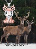 wholesale 925 Sterling Silver Reindeer Pendant Necklace for Women Girls  45cm Chain Length-0-5