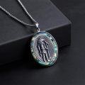 wholesale 925 Sterling Silver Egyptian God Anubis Medallion Pendant Necklaces with Abalone Shell Inlay Gifts for Men and Women-0-2