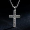 wholesale 925 Sterling Silver Mens Black Cross Necklace with Turquoise Pendant-0-1