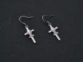 wholesale 925 Sterling Silver Cross with Pink Ribbon Breast Cancer Awareness Dangle Earrings-0-5