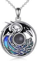 wholesale 925 Sterling Silver Moonstone Dragon Abalone Shell Pendant Necklace for Women and Men-0-0