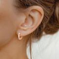 wholesale Rose Gold 925 Sterling Silver Opal Hoop Earrings - Hypoallergenic Minimalist  for Her-0-3