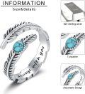 wholesale 925 Sterling Silver Turquoise Moss Agate Feather Adjustable Western Thumb Ring Vintage Jewelry Gift-0-5