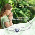 wholesale 925 Sterling Silver Evil Eye Infinity Heart Celtic Ankle Anklet with Blue Stones and Cubic Zirconia Gifts for Women-0-5