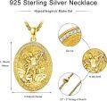 wholesale Gold 925 Sterling Silver Saint Michael Prayer Medal with Abalone Shell and Pearl Pendant Necklace -0-5