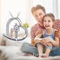 wholesale 925 Sterling Silver Father Daughter Heart Pendant Necklace With Cubic Zirconia I Love You Forever-0-1