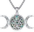 wholesale 925 Sterling Silver Celtic Tree of Life with Moonstones & Abalone Shell Pendant Necklace for Women Men s 48cm Chain Length-0-0
