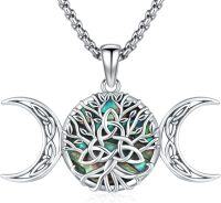 wholesale 925 Sterling Silver Celtic Tree of Life with Moonstones & Abalone Shell Pendant Necklace for Women Men s 48cm Chain Length-Abalone Shell Necklace