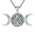 wholesale 925 Sterling Silver Celtic Tree of Life with Moonstones & Abalone Shell Pendant Necklace for Women Men s 48cm Chain Length-0-0