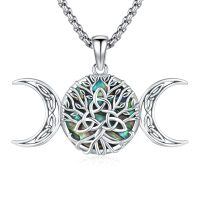 wholesale 925 Sterling Silver Celtic Tree of Life with Moonstones & Abalone Shell Pendant Necklace for Women Men s 48cm Chain Length-Abalone Shell Necklace