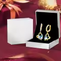 TOUPOP 14k Gold Plated Sterling Silver Crystal Butterfly Hoop Drop Earrings-0-4