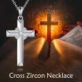wholesale 925 Sterling Silver Cubic Zirconia Accented Celtic Cross Pendant Necklace for Women Girls Christian  45cm Chain Length-0-2