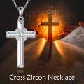 wholesale 925 Sterling Silver Cubic Zirconia Accented Celtic Cross Pendant Necklace for Women Girls Christian  45cm Chain Length-0-2