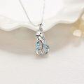 wholesale 925 Sterling Silver Dolphin Pendant Necklace with Blue Crystal Accents for Women Girls Mothers Day Gift-0-2