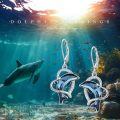 wholesale 925 Sterling Silver Blue Crystal Dolphin Drop Earrings for Women-0-5