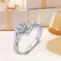 TOUPOP Sterling Silver Moissanite Heart Wedding Rings For Women-0-5