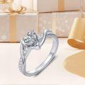TOUPOP Sterling Silver Moissanite Heart Wedding Rings For Women-0-5