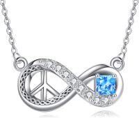 wholesale 925 Sterling Silver Infinity Love Blue Crystal Pendant Necklaces Celtic Knots Peace Sign Charm Gift for Women Girls-Celtic necklace