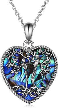 wholesale 925 Sterling Silver Abalone Shell Celtic Knot Tree of Life Skeletons Pendant Necklace-Heart Skull Tree of Life