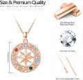 wholesale Rose Gold 925 Sterling Silver 7 Chakras Compass Necklace with Colorful Stones and Infinity Symbol for Yoga Gifts-0-3