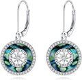 wholesale 925 Sterling Silver Abalone Shell Compass Dangle Drop Leverback Earrings Graduation Gift for Women-0-0