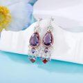 wholesale 925 Sterling Silver Purple & Red Gemstone Drop Earrings-0-4