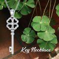 wholesale 925 Sterling Silver & Lab-Grown Diamond Four Leaf Clover Key Necklace for Luck, Love & Special Occasions-0-3