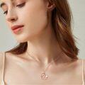 wholesale 925 Sterling Silver Rose Gold & White Fox Family Heart Pendant Necklace for Women-0-3